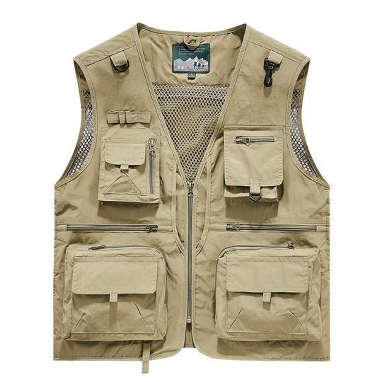 Herren leichte multifunktionale Utility-Anglerweste mit Mesh‑Futter und zahlreichen Reißverschluss‑ und Klappentaschen Nord Taschen