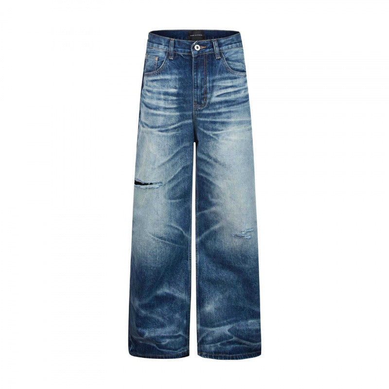 Damen taillenhohe Culotte-Jeans mit weitem Bein und ausgefransten Details Nord Taschen