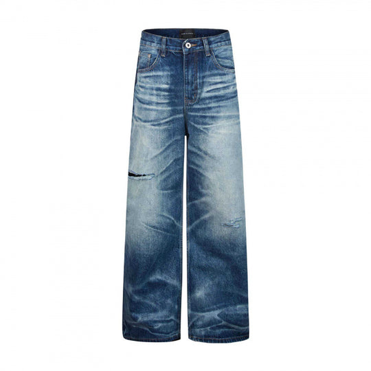 Damen taillenhohe Culotte-Jeans mit weitem Bein und ausgefransten Details Nord Taschen