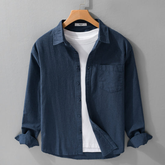 Herren Soft‑Touch Baumwollmix Overshirt im Layering‑Look mit Brusttasche Nord Taschen