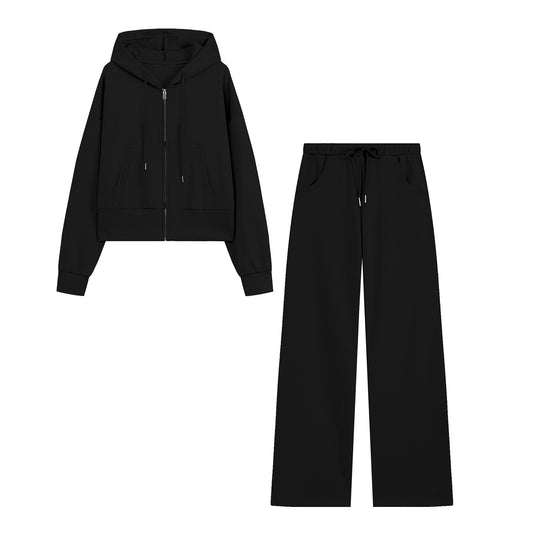 Damen Cropped Zip‑Hoodie mit Kapuze, Kängurutasche und tailliertem Saum Nord Taschen