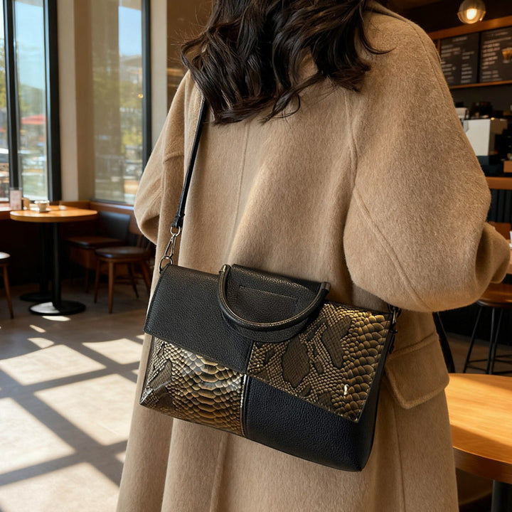 Damen elegante Umhängetasche im modernen Schlangenleder-Look Nord Taschen