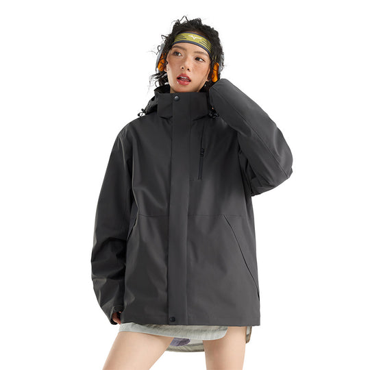 Damen Leichte wasserdichte Parka-Kapuzenjacke mit versiegelten Nähten und Kordelzug Nord Taschen