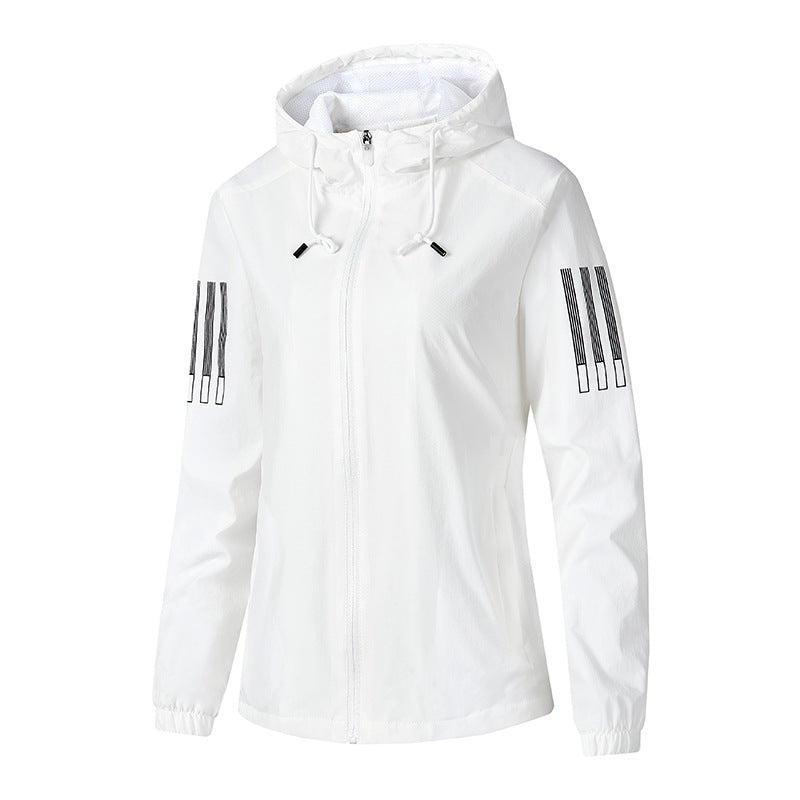 Damen Leichte atmungsaktive Kapuzen-Windjacke mit durchgehendem Reißverschluss und reflektierenden Ärmestreifen Nord Taschen