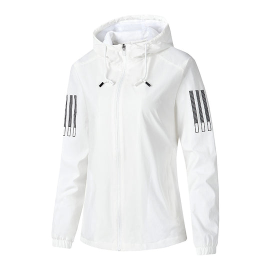 Damen Leichte atmungsaktive Kapuzen-Windjacke mit durchgehendem Reißverschluss und reflektierenden Ärmestreifen Nord Taschen