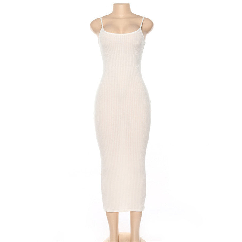 Damen Figurbetontes Maxikleid mit Spaghettiträgern und feinem Stretch