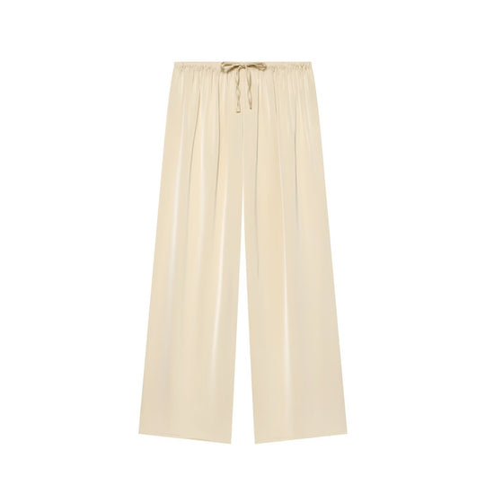 Damen Weite Satin-Hose mit elastischem Tunnelzugbund und weitem Bein Nord Taschen