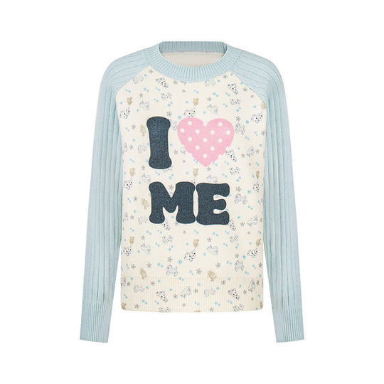 Damen Feinstrick-Pullover mit Applikations-Statement, gerippten Raglanärmeln und Mini-Print Nord Taschen