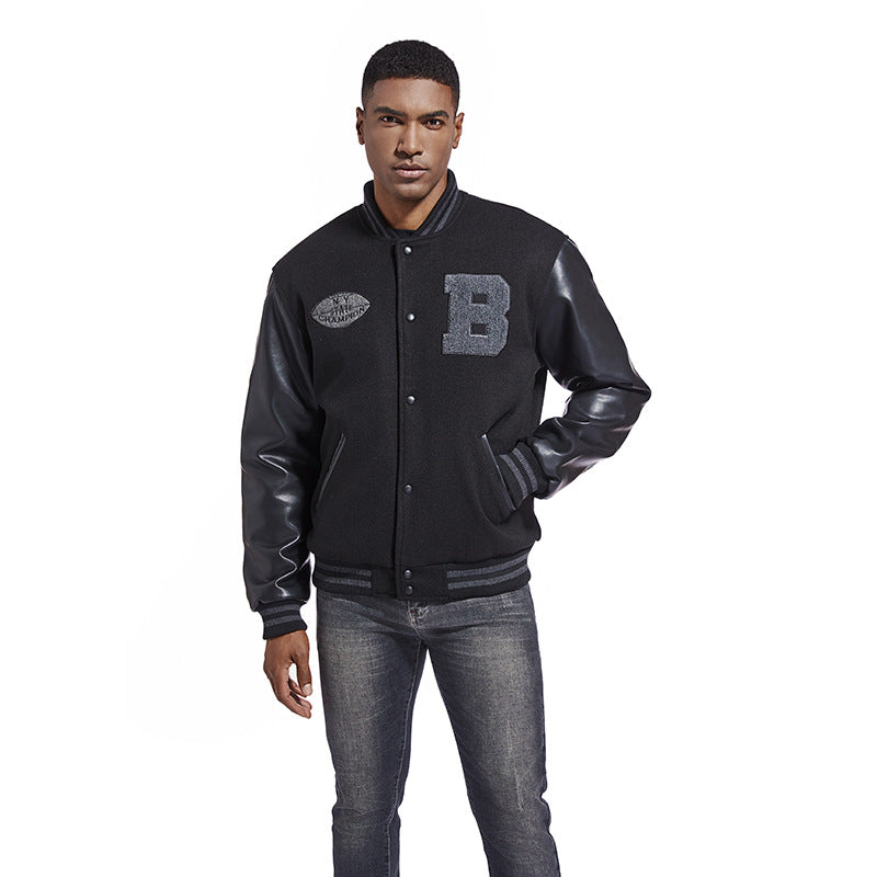 Herren Collegejacke aus Wollmix mit verstärkten Lederärmeln Nord Taschen
