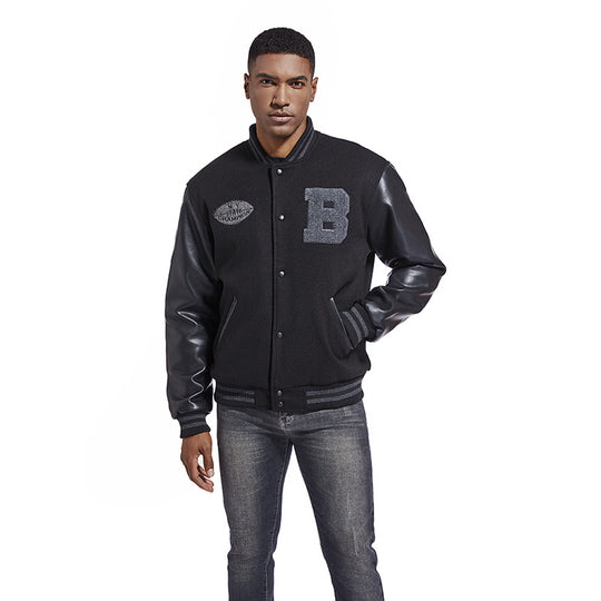 Herren Collegejacke aus Wollmix mit verstärkten Lederärmeln Nord Taschen