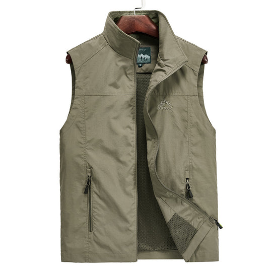 Herren Leichte atmungsaktive Outdoor-Utility-Weste mit Stehkragen, Reißverschlusstaschen und Mesh-Innenfutter Nord Taschen
