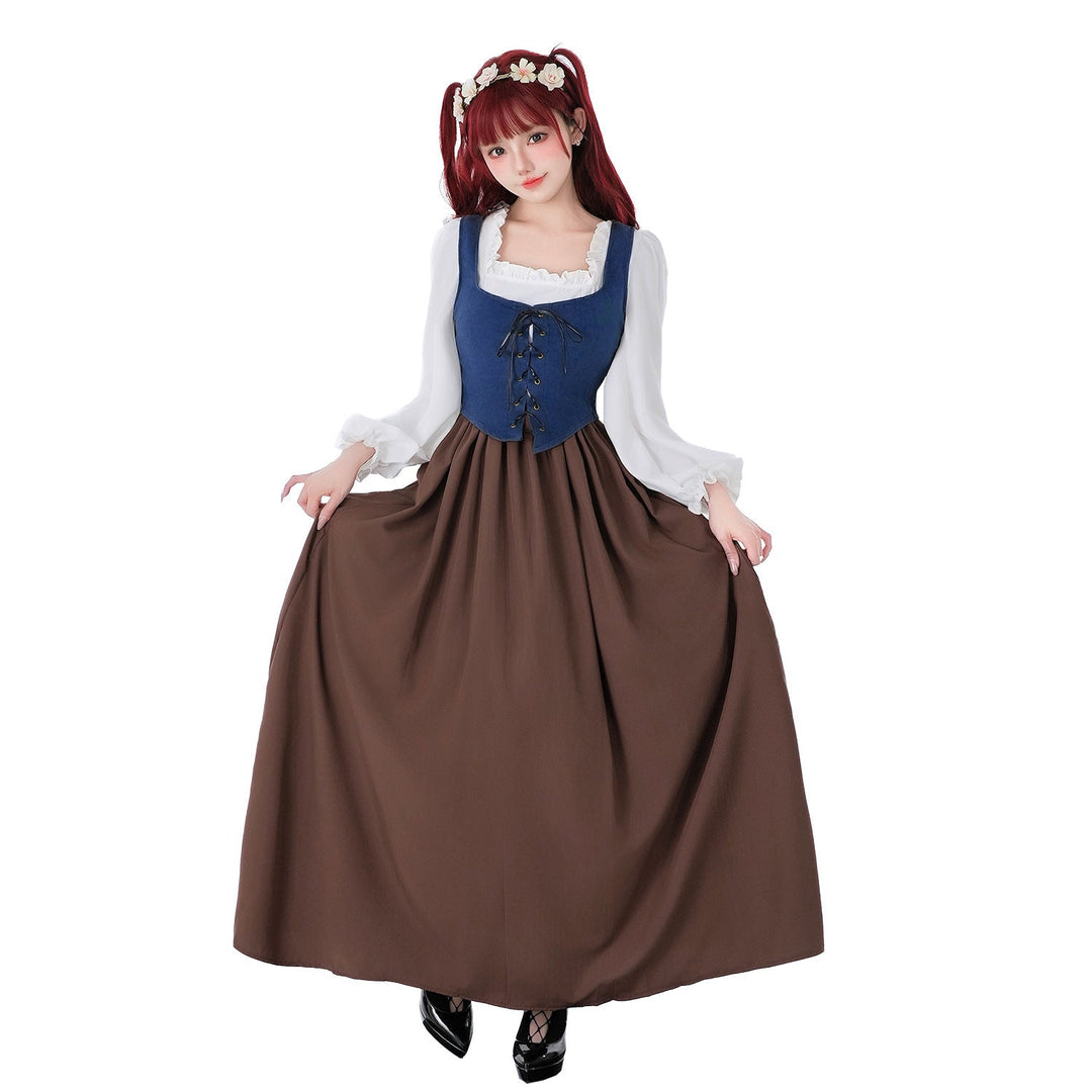Damen Historisches Trachtenkleid mit stilvollem Korsett und fließendem Rock Nord Taschen