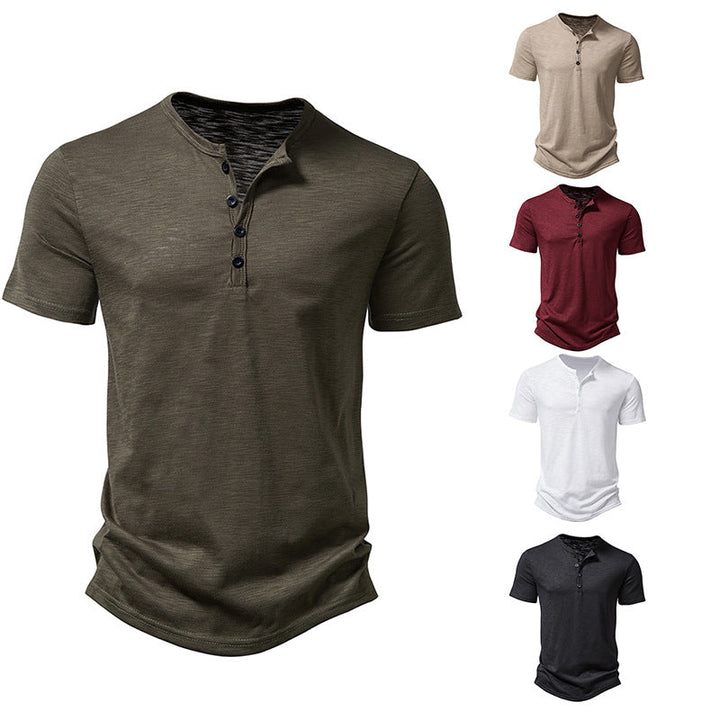 Herren Kurzarm-Henley-Shirt mit klassischem Knopfdesign