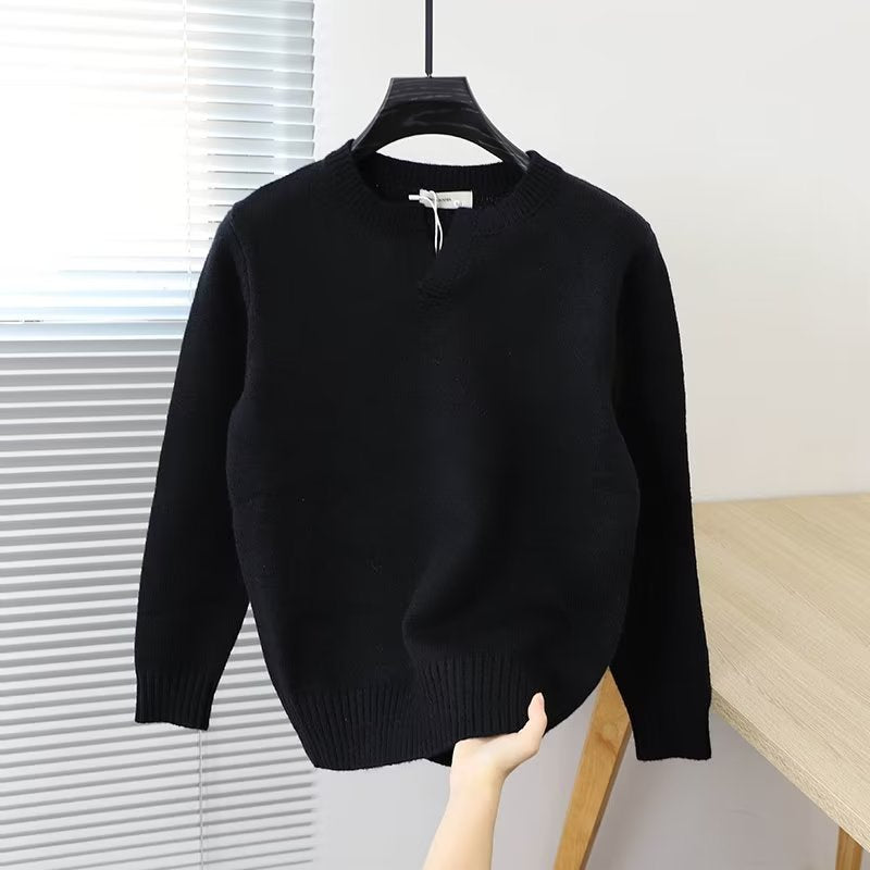 Unisex Feinstrickpullover mit Rundhalsausschnitt und Halslasche im Oversize‑Schnitt Nord Taschen