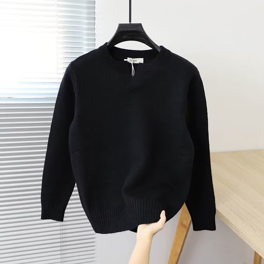 Unisex Feinstrickpullover mit Rundhalsausschnitt und Halslasche im Oversize‑Schnitt Nord Taschen