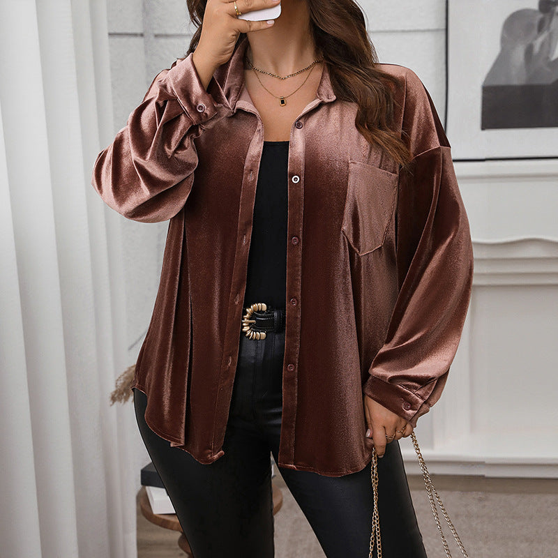 Damen Elegante Satinbluse mit Brusttasche Nord Taschen
