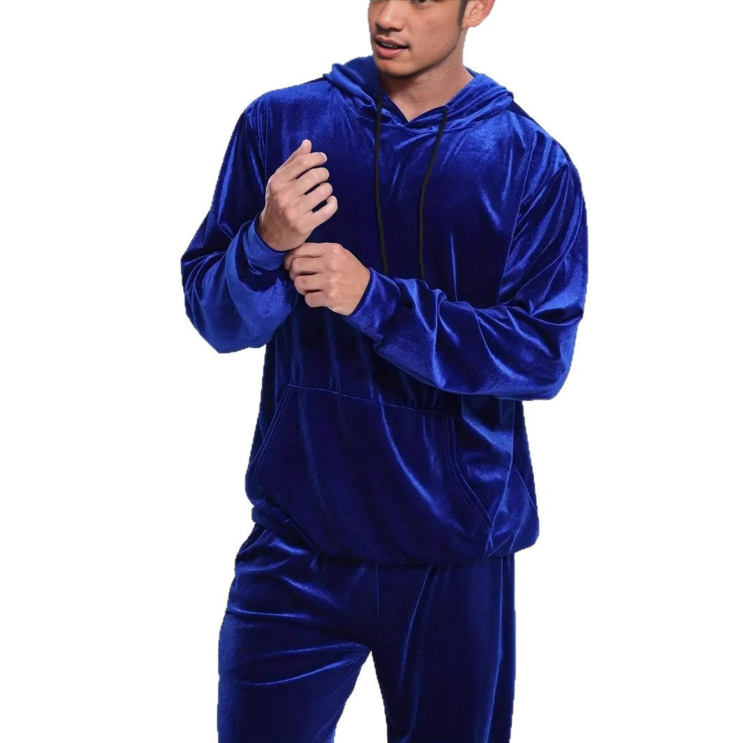 Herren Samt-Trainingsanzug mit Kapuzenpullover und gerader Jogginghose Nord Taschen
