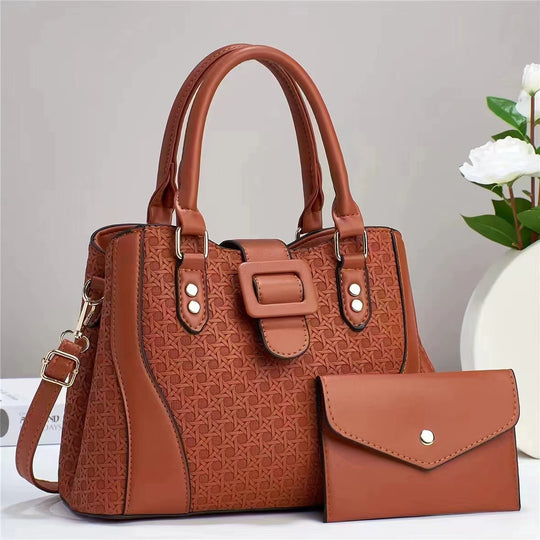 Damen modische Handtasche mit anspruchsvollem Reliefdesign und abnehmbarer Clutch Nord Taschen