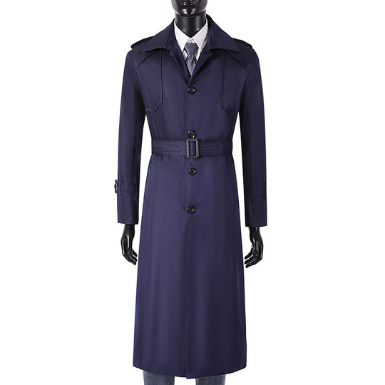 Herren Lang geschnittener Trenchcoat mit klassischem Revers und wasserabweisendem Finish Nord Taschen
