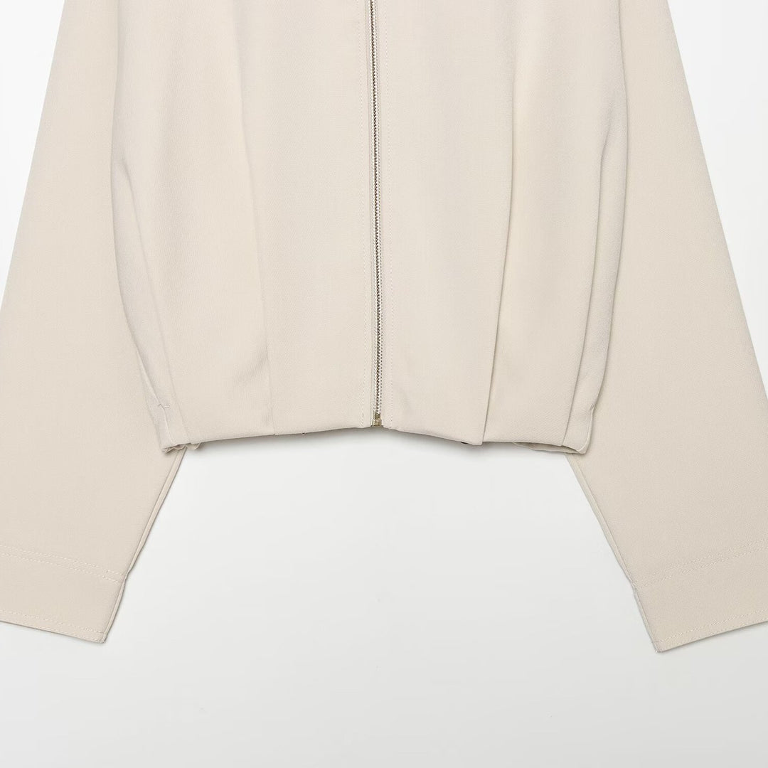 Damen Cropped Bomberjacke mit hohem Stehkragen, durchgehendem Metallreißverschluss und tailliertem Bündchen Nord Taschen