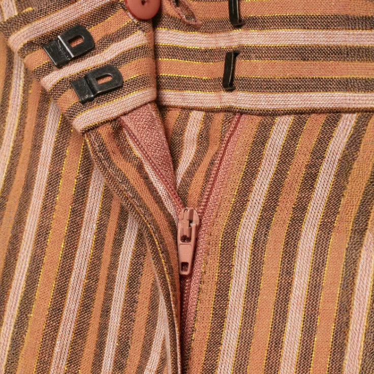 Damen Weite Palazzo‑Strickhose mit hoher Taille und vertikaler Streifenstruktur Nord Taschen