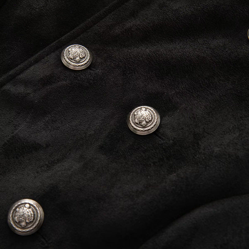 Damen Kurzgeschnittene Taillierte Militärblousonjacke mit hohem Stehkragen, doppelreihigen Metallknöpfen und Schulterriegeln Nord Taschen