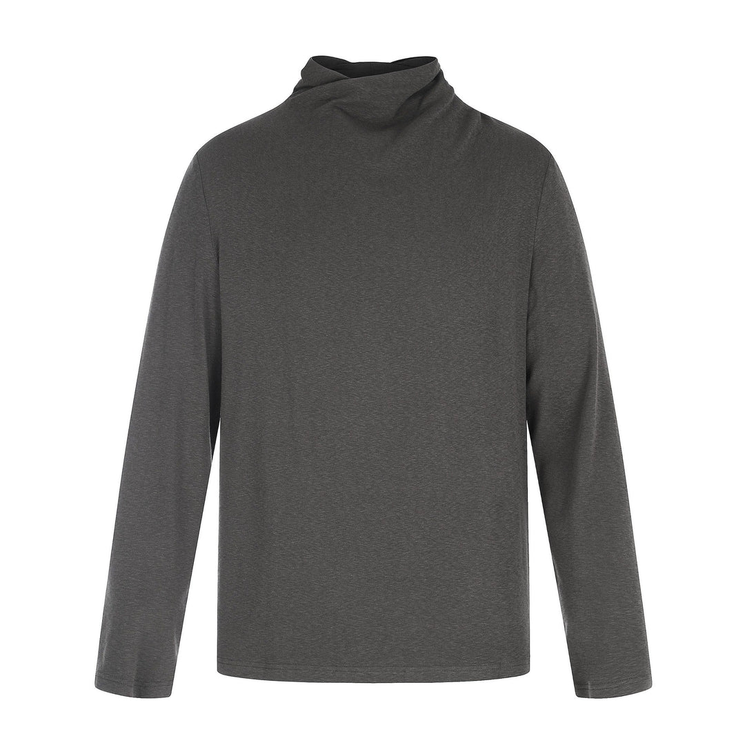 Damen Feines Baumwoll-Longsleeve mit gedrehtem Stehkragen und schmaler Silhouette Nord Taschen