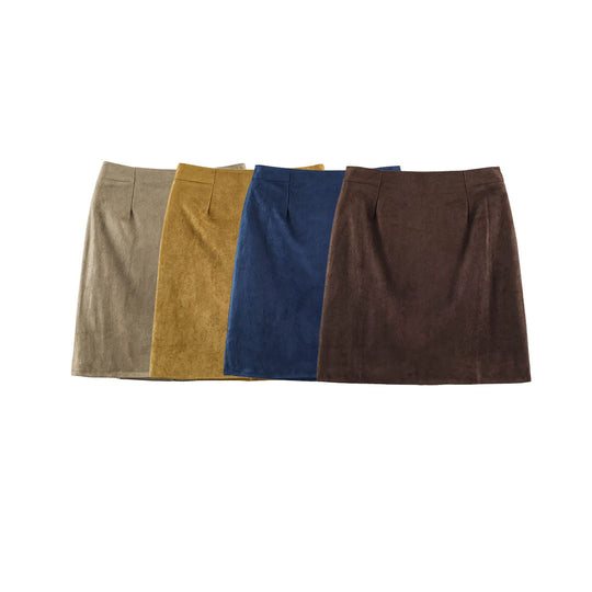 Damen Bleistiftrock aus Velourslederoptik mit hoher Taille Nord Taschen