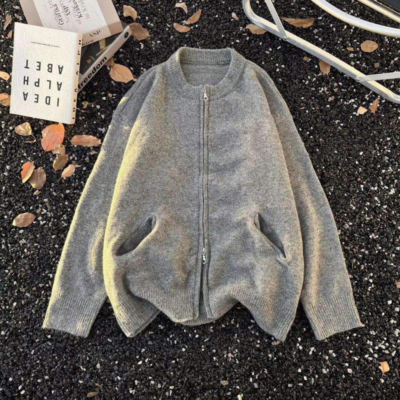 Unisex Feinstrick-Zipcardigan mit Rundhals und weichem Alpaka‑Mix Nord Taschen