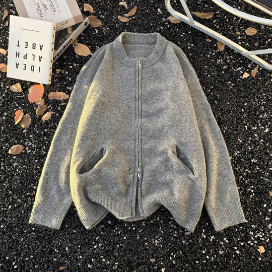 Unisex Feinstrick-Zipcardigan mit Rundhals und weichem Alpaka‑Mix Nord Taschen