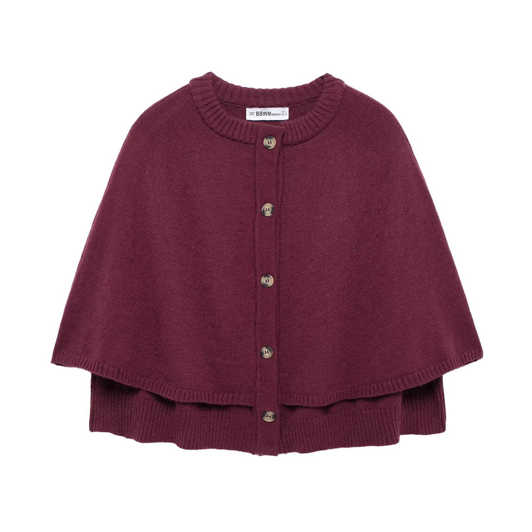 Damen Cape-Cardigan mit durchgehender Knopfleiste und doppellagigem Saum Nord Taschen