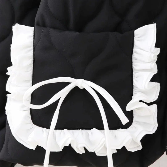 Damen Steppjacke mit Stehkragen und kontrastverzierten Rüschen-Taschen Nord Taschen