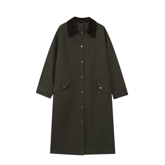 Damen langer wasserdichter Parka-Mantel mit Cordkragen und Druckknopfleiste Nord Taschen