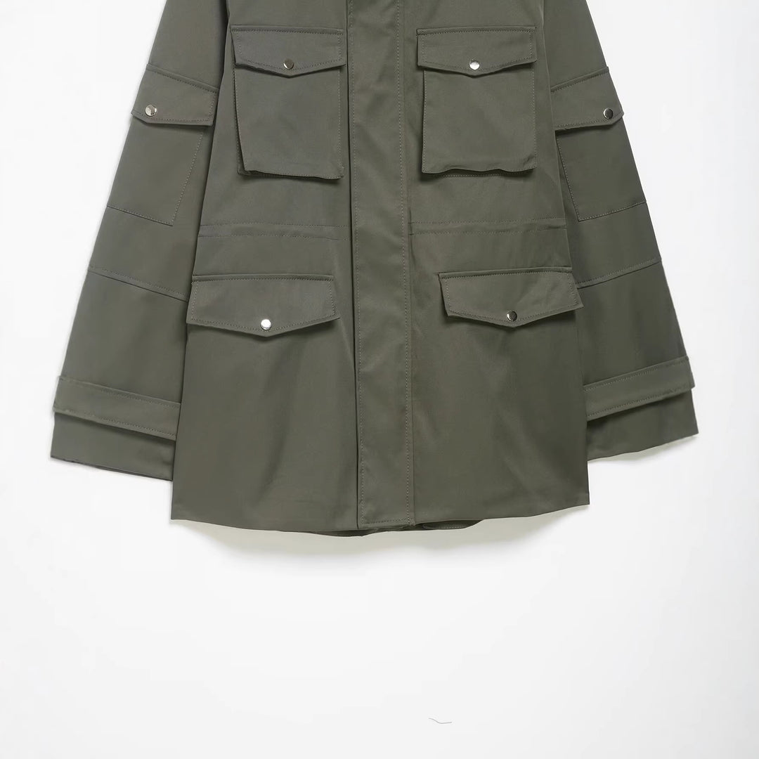 Damen Utility-Parka mit Stehkragen, vierfachen Pattentaschen und oversized Schnitt Nord Taschen