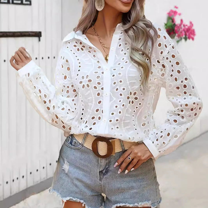 Damen Elegante Bluse mit Spitzenmuster