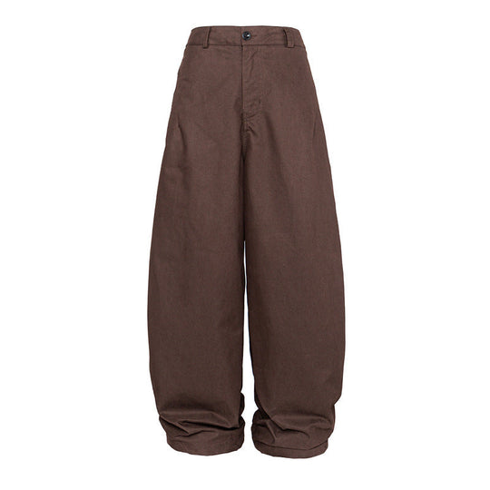 Damen Hohe Taillenweite Culotte-Hose aus schwerer Baumwollmischung mit Umschlagbund Nord Taschen