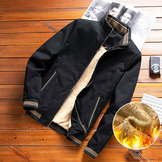 Herren Leichte Canvas-Übergangsjacke im Bomberstil mit gestreiftem Rippkragen und verdecktem Reißverschluss Nord Taschen