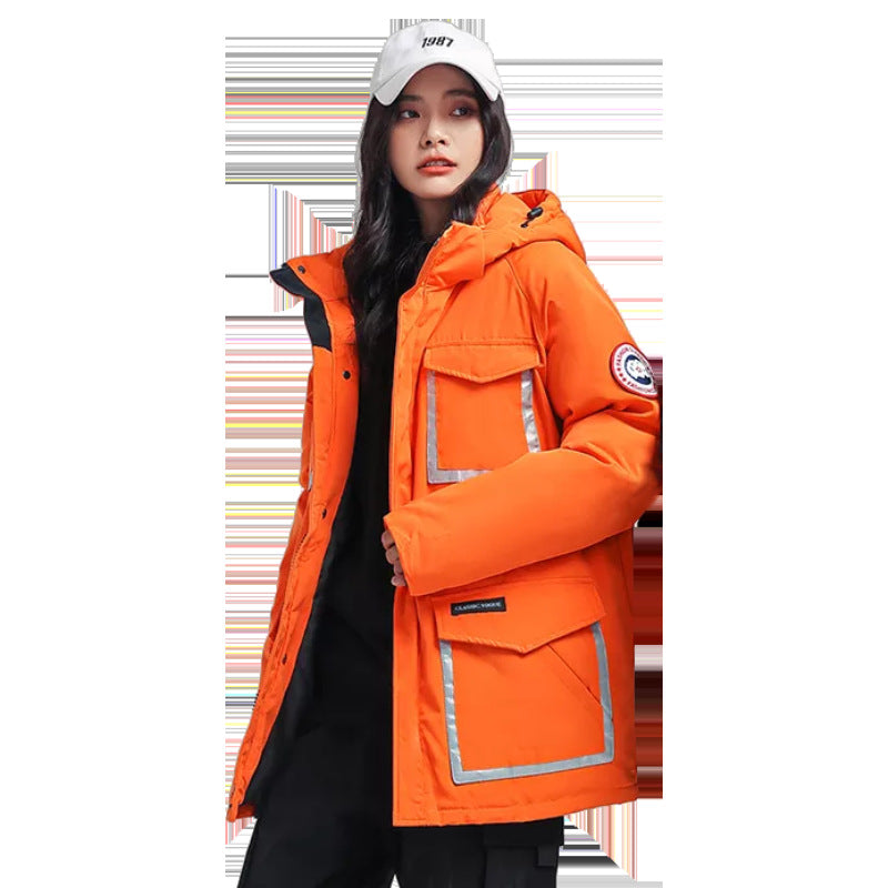 Damen Parka-Jacke mit Kapuze, wattiert, reflektierenden Einsätzen und großen Cargo-Taschen Nord Taschen
