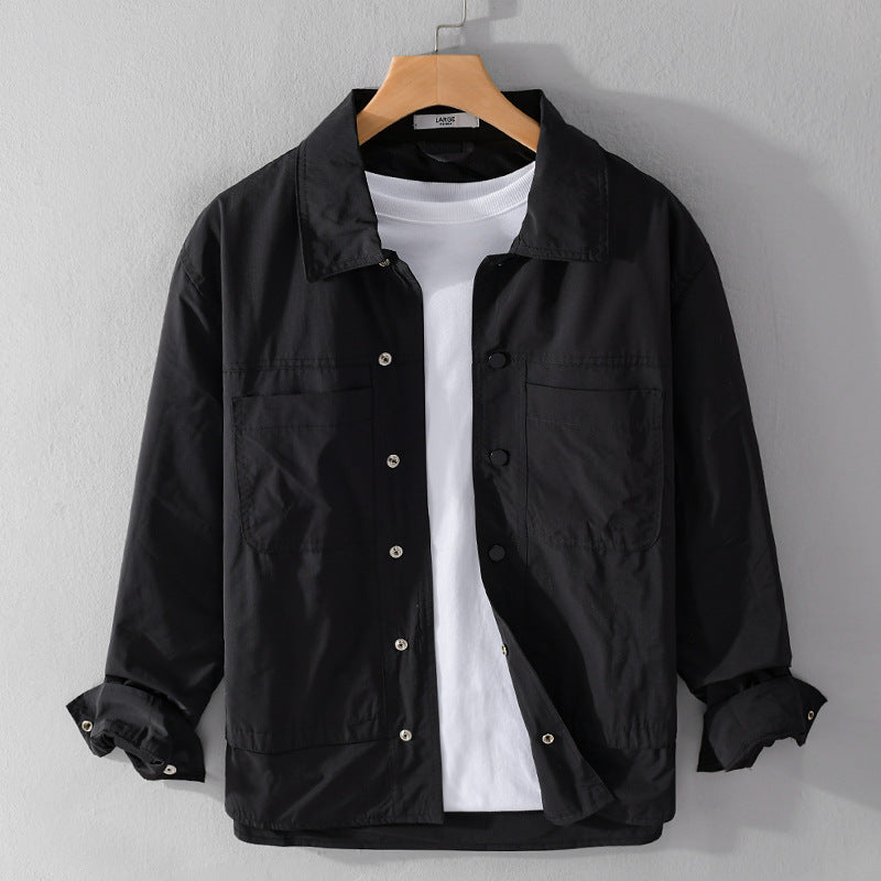 Herren Leichtes Baumwoll-Overshirt mit Kentkragen, aufgesetzten Brusttaschen und Relaxed-Fit Nord Taschen