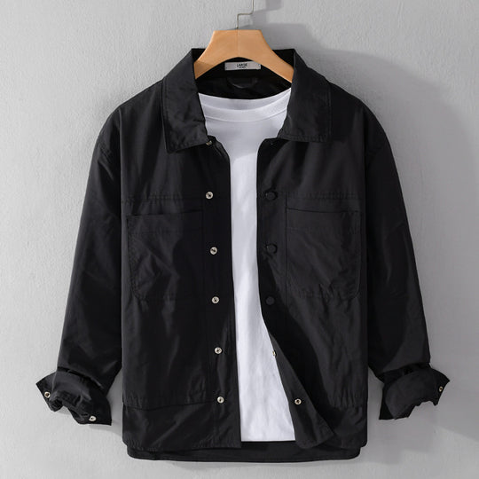 Herren Leichtes Baumwoll-Overshirt mit Kentkragen, aufgesetzten Brusttaschen und Relaxed-Fit Nord Taschen