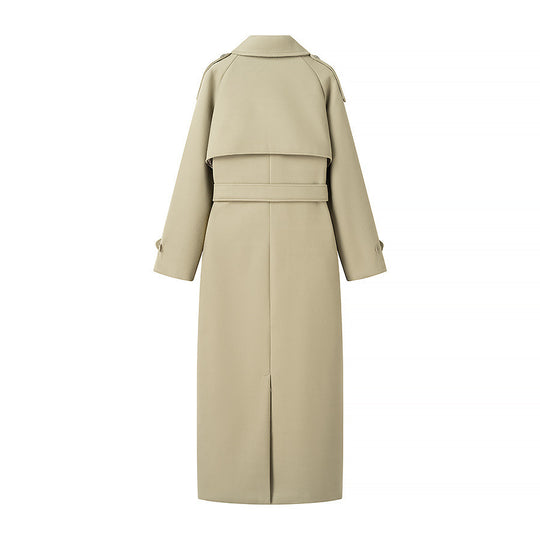 Damen Oversize-Langmantel im Trenchcoat‑Stil mit doppelreihiger Knopfleiste und Schulterklappen Nord Taschen