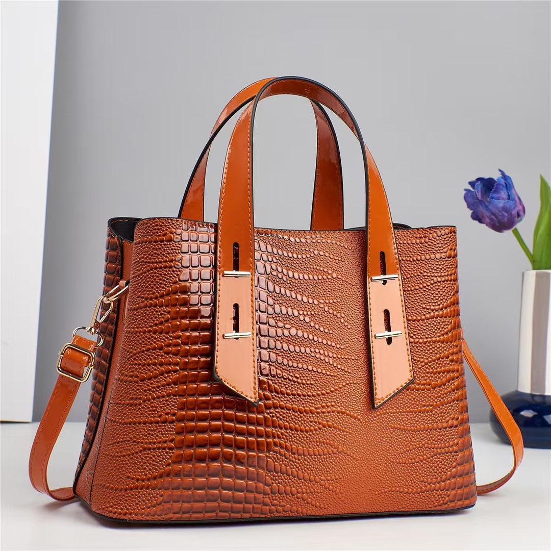Damen hochwertige Handtasche mit strukturiertem Leder Nord Taschen