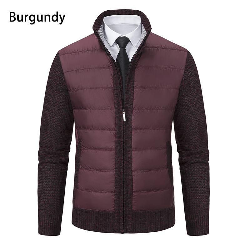 Herren gesteppte Hybrid-Strickjacke mit Stehkragen Reißverschluss und Eingrifftaschen Nord Taschen