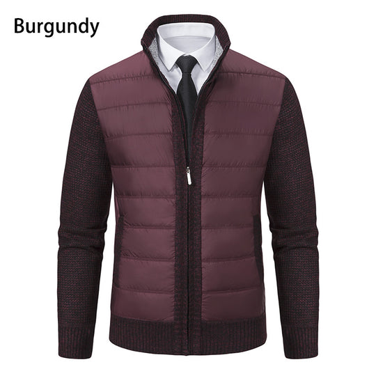 Herren gesteppte Hybrid-Strickjacke mit Stehkragen Reißverschluss und Eingrifftaschen Nord Taschen