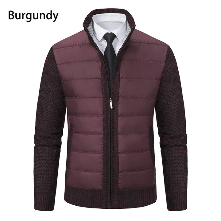 Herren gesteppte Hybrid-Strickjacke mit Stehkragen Reißverschluss und Eingrifftaschen Nord Taschen
