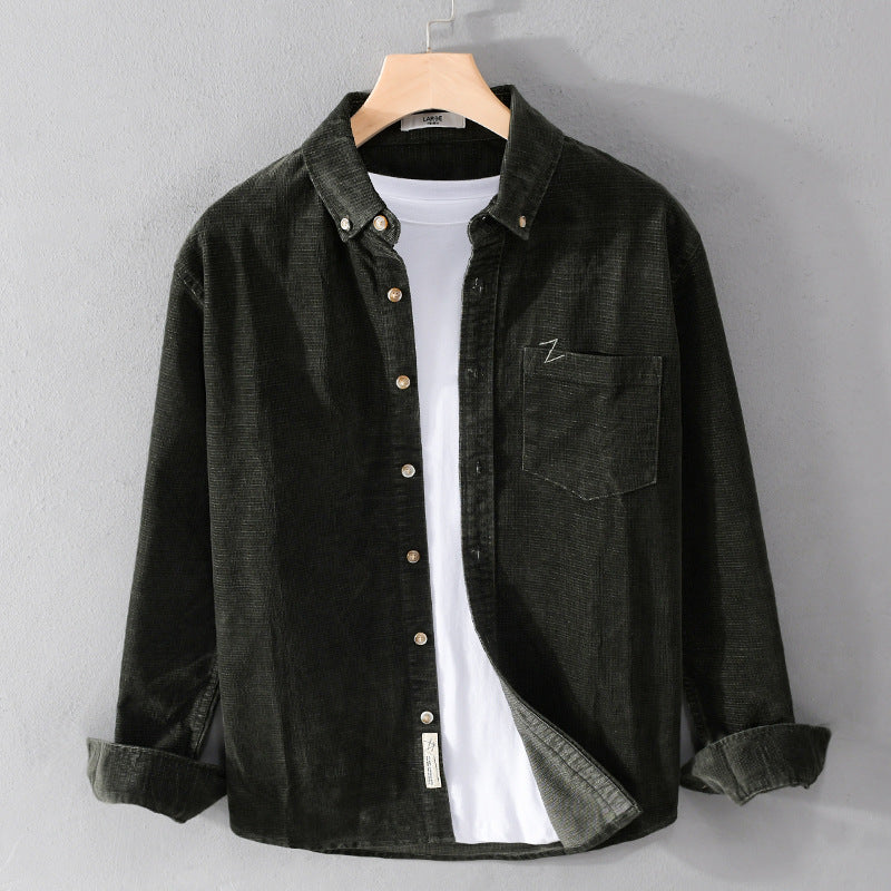 Herren Feines Cord-Overshirt mit Button-Down-Kragen und Brusttasche Nord Taschen