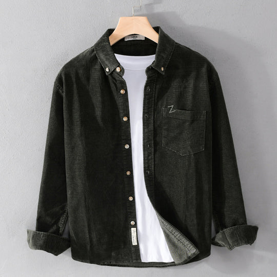 Herren Feines Cord-Overshirt mit Button-Down-Kragen und Brusttasche Nord Taschen