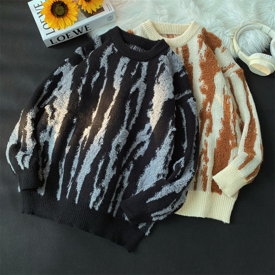 Damen Gemütlicher Strickpullover mit einzigartigem Wellenmuster Nord Taschen