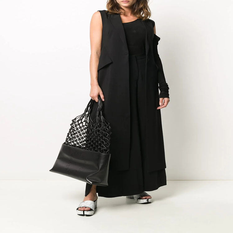 Damen Geflochtener Netz‑Shopper mit Lederboden und geflochtenen Griffen Nord Taschen