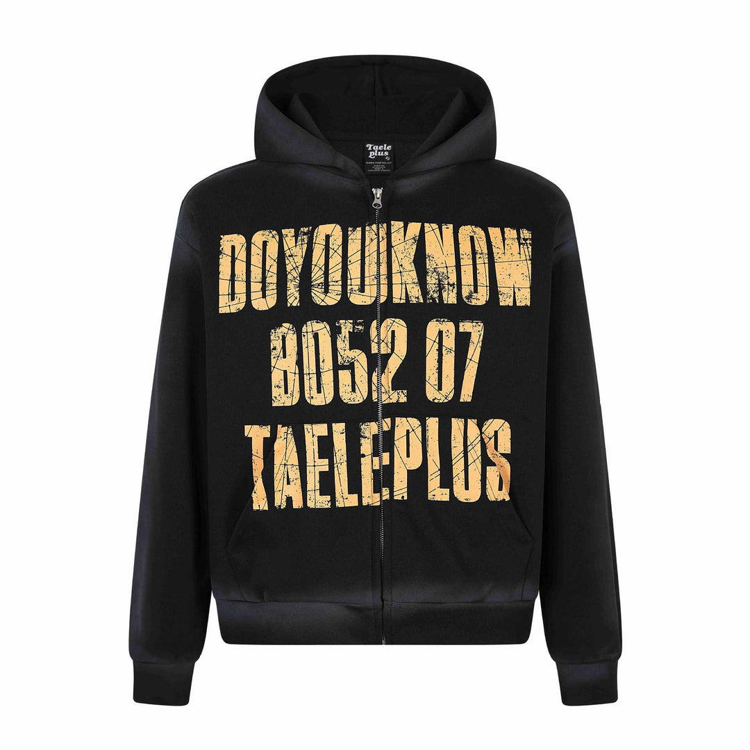Unisex Kapuzenjacke mit durchgehendem Reißverschluss, großem Typo‑Print und Kängurutasche Nord Taschen